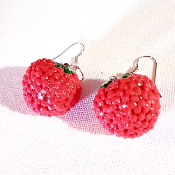 TomatEARS Earrings Beaded Tomato Handmade Jewelry Hand Crafted - Picture 5 of 11
